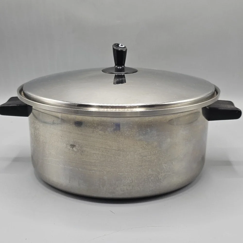 Vintage Regal Pyro 3 Ply 18-8 Stainless Steel 5 Qt Stock Pot & Lid Made USA